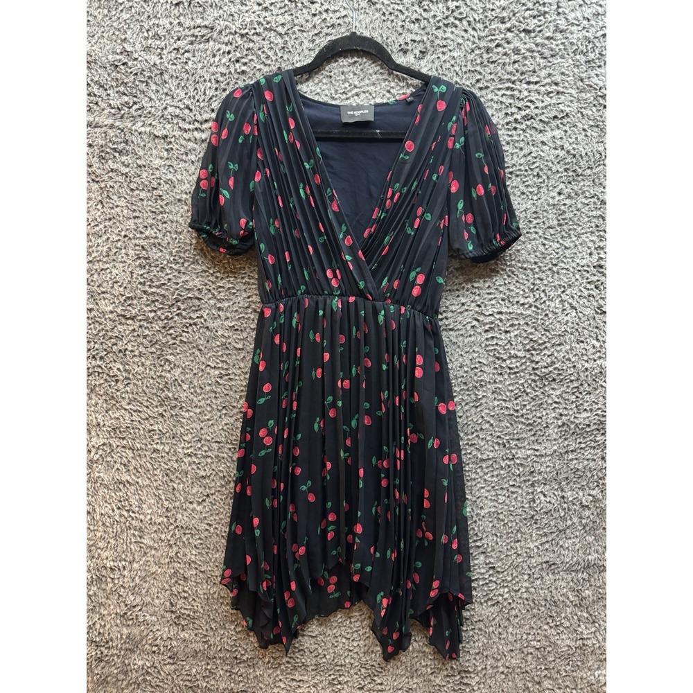 The Kooples Women's Cherry Print Asymmetric Midi Dress‎ Size 0
